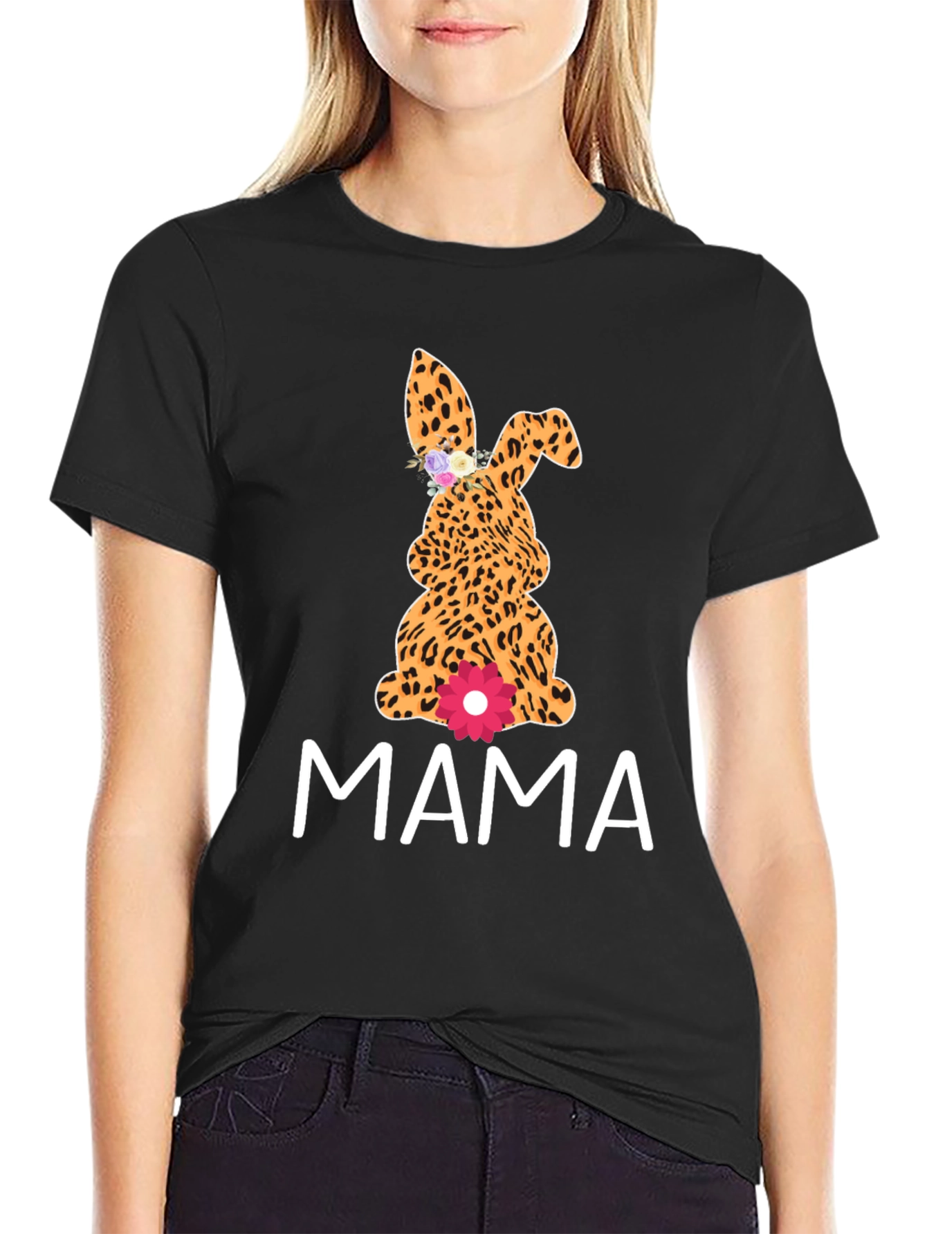 Mama Leopard Bunny T-Shirt - Cute Easter Apparel