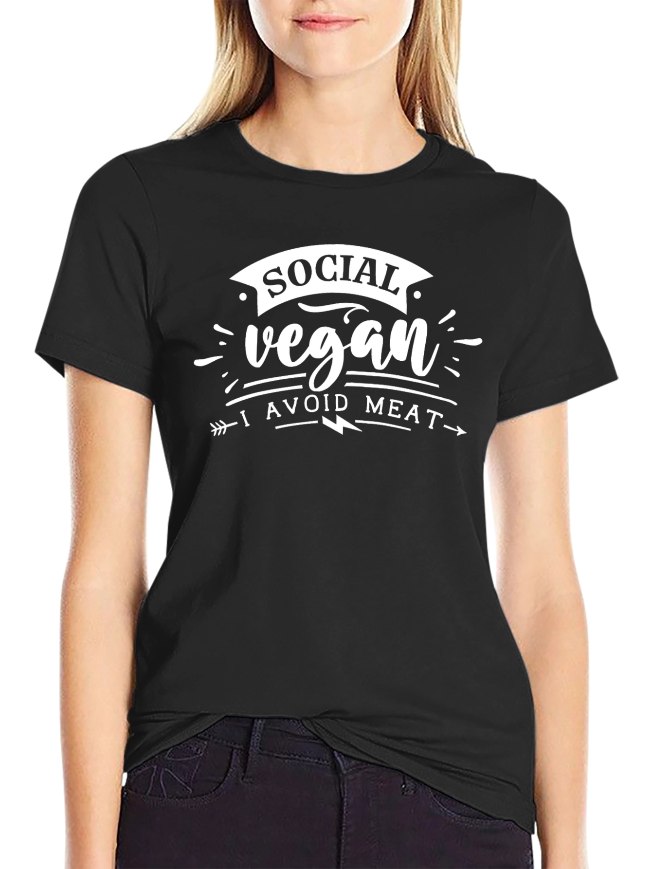 Social Vegan T-Shirt - Avoid Meat Funny Graphic Tee