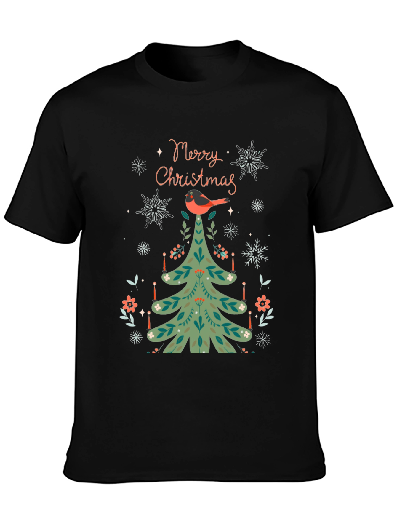 Festive Christmas Tree Bird T-Shirt