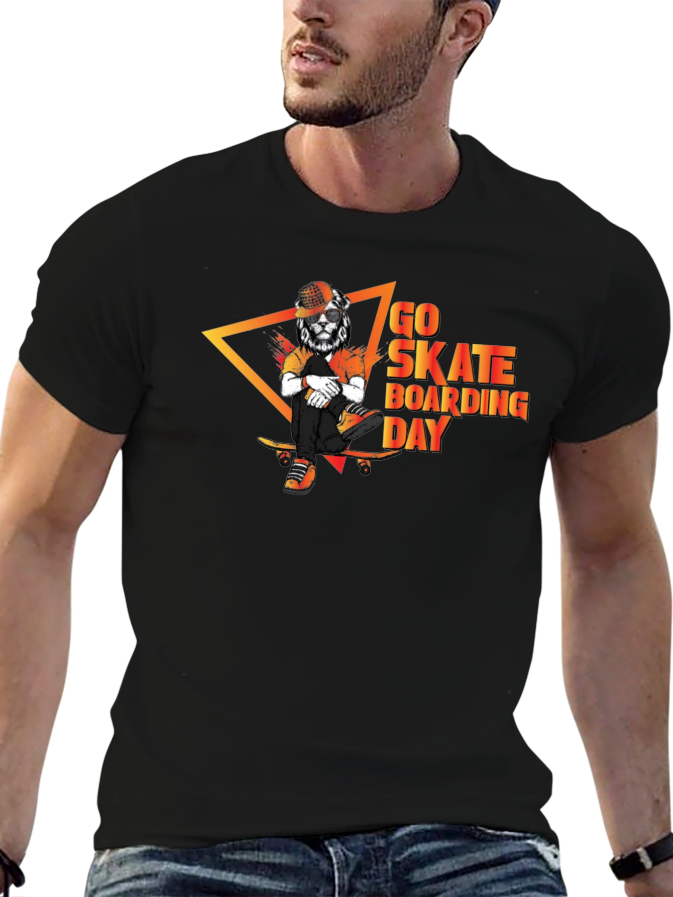 Go Skateboarding Day T-Shirt Lion Skater Graphic Tee
