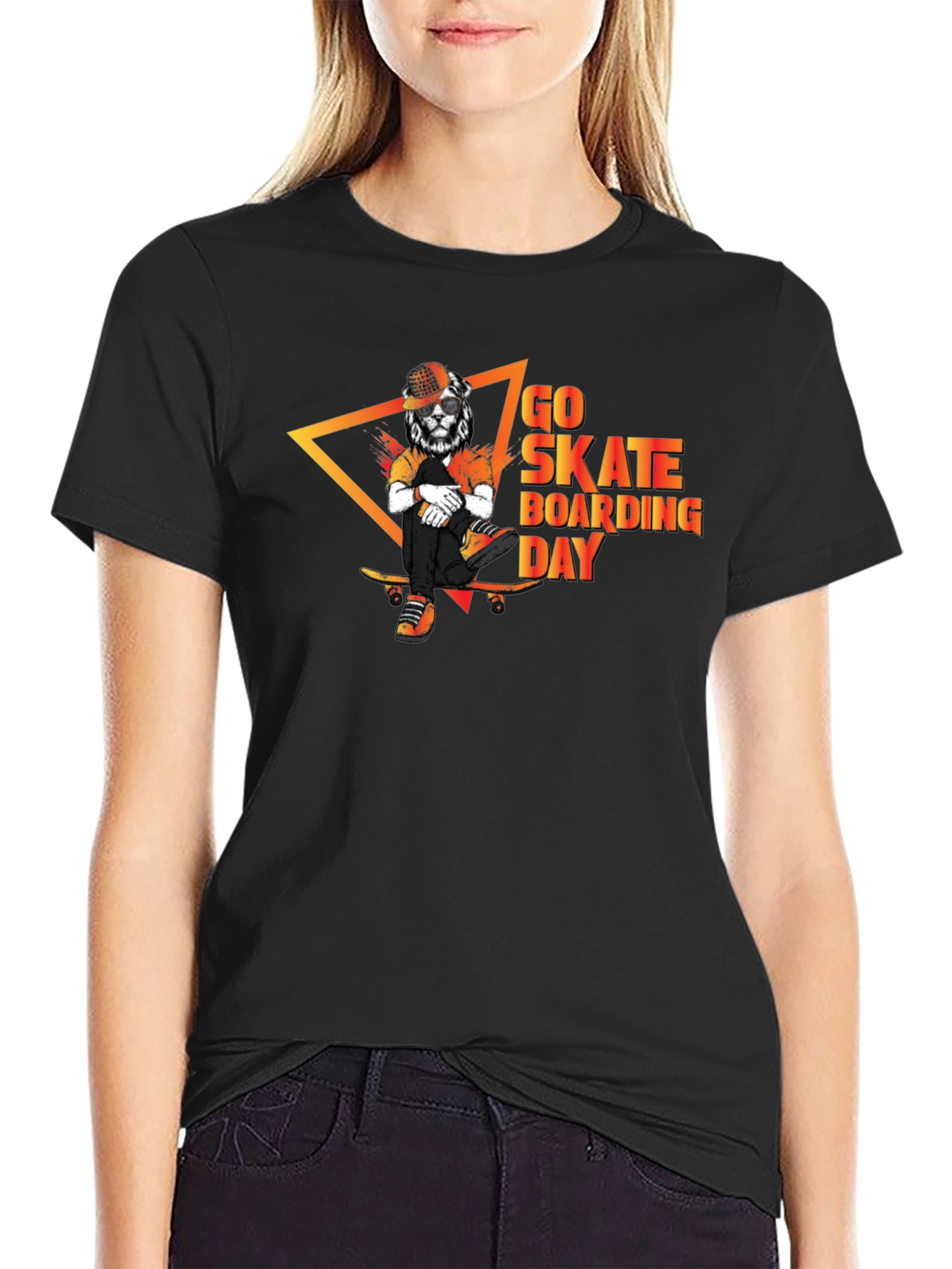Go Skateboarding Day T-Shirt Lion Skater Graphic Tee