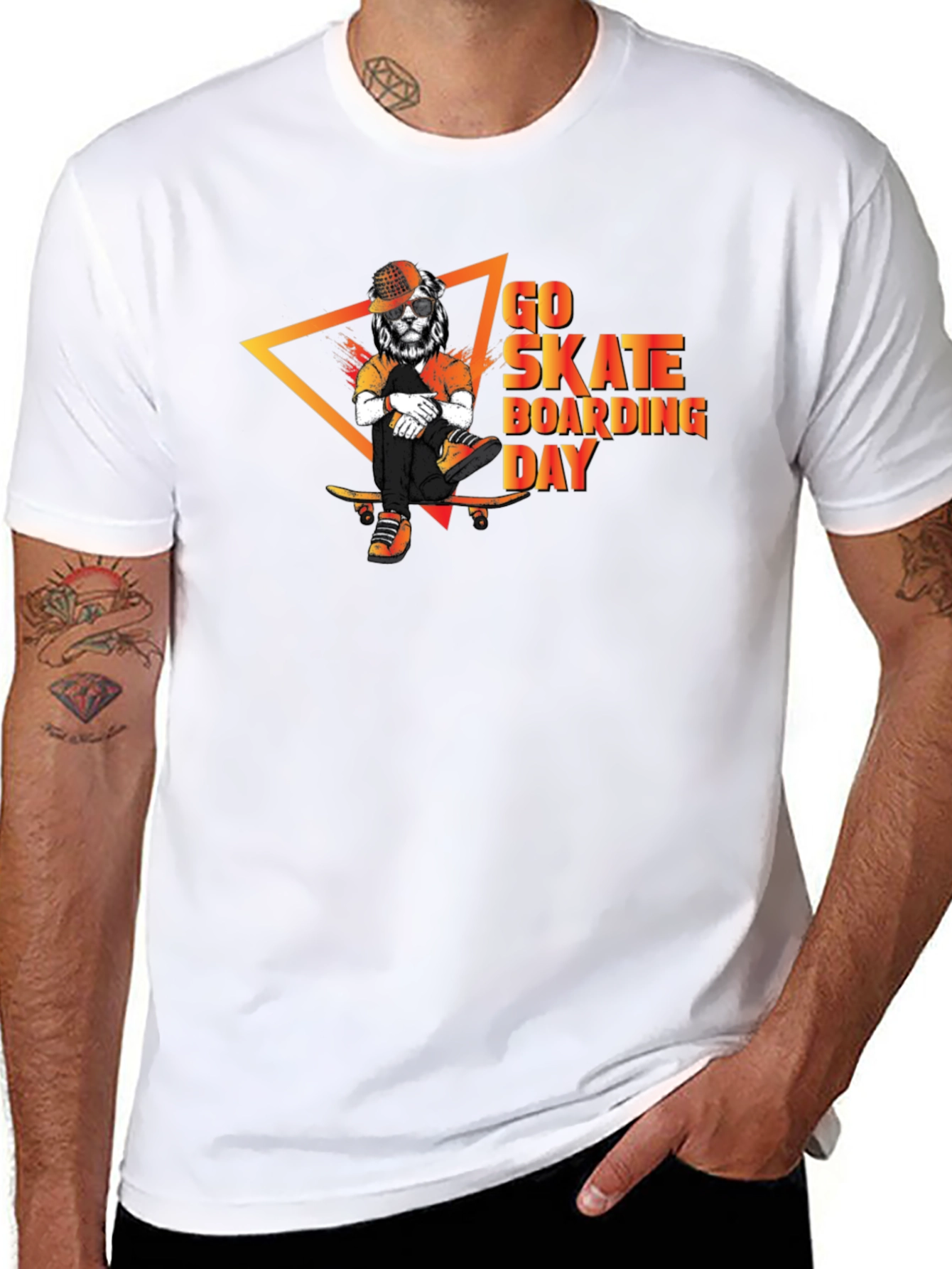 Go Skateboarding Day T-Shirt Lion Skater Graphic Tee