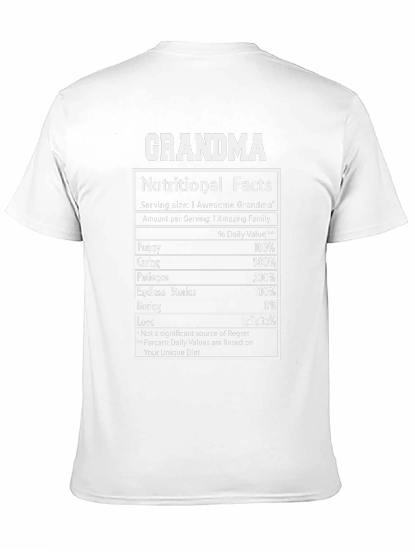 Grandma Nutritional Facts Funny T-Shirt