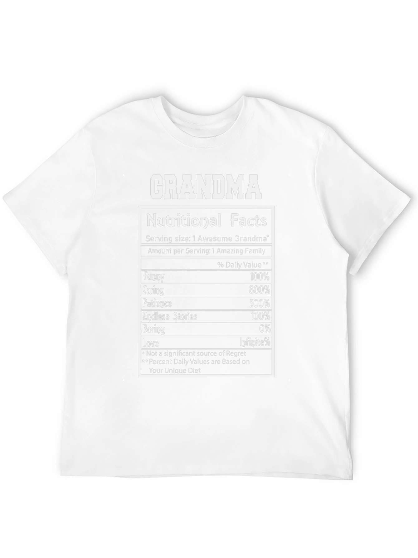 Grandma Nutritional Facts Funny T-Shirt