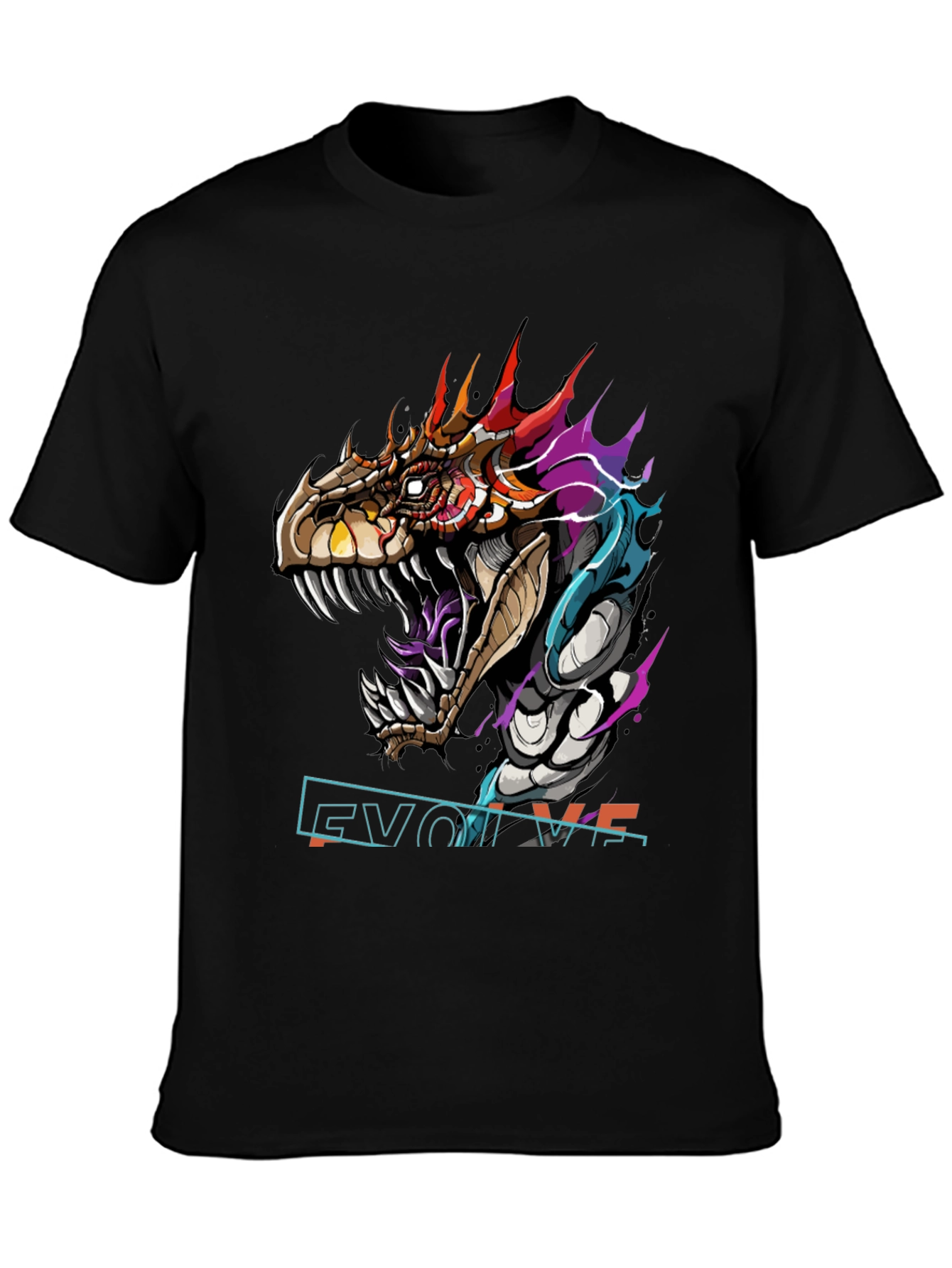 Evolve Dragon Graphic Tee - Black Cotton T-Shirt