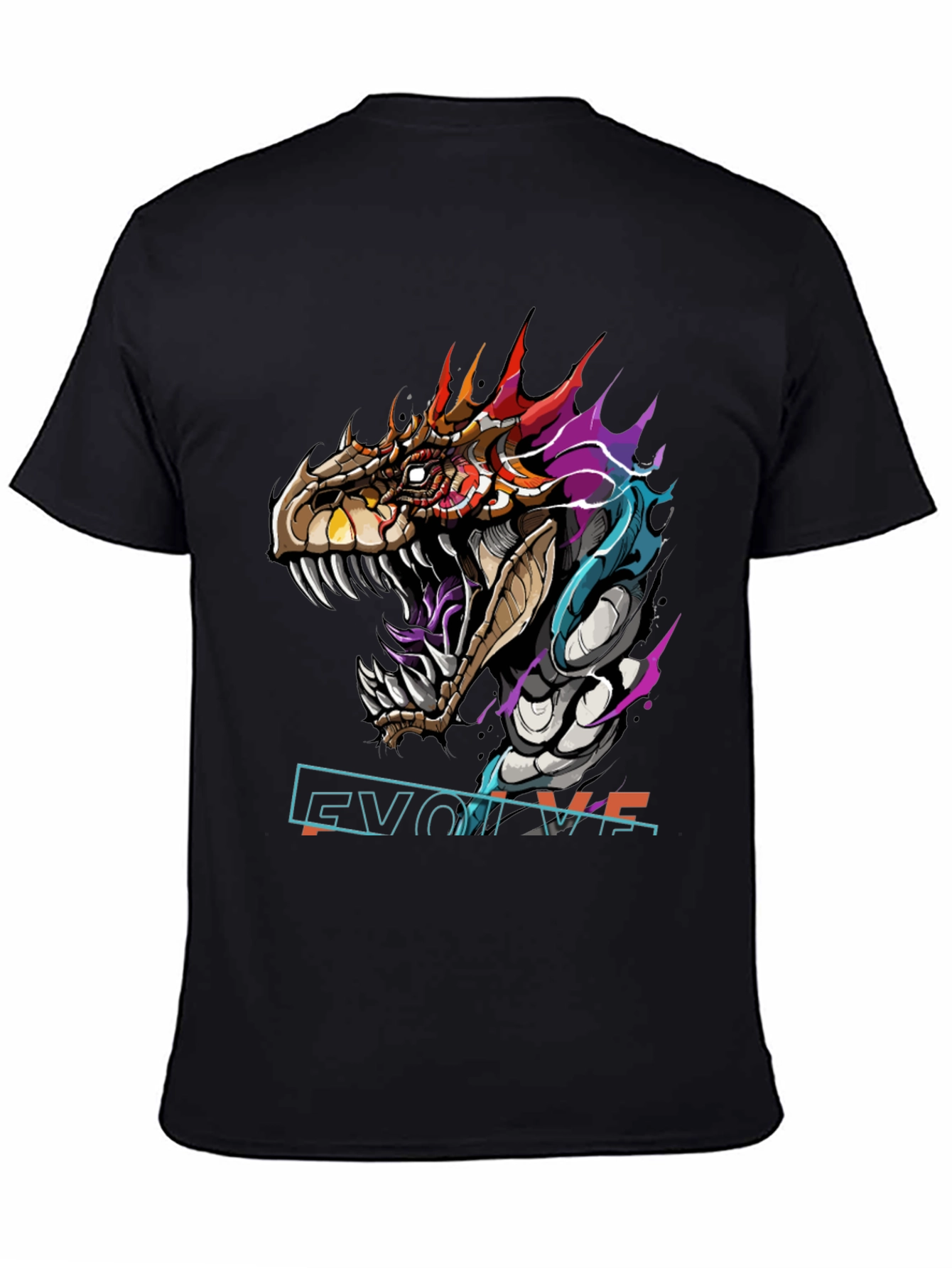 Evolve Dragon Graphic Tee - Black Cotton T-Shirt