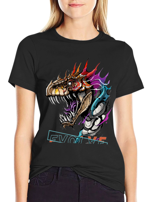 Evolve Dragon Graphic Tee - Black Cotton T-Shirt