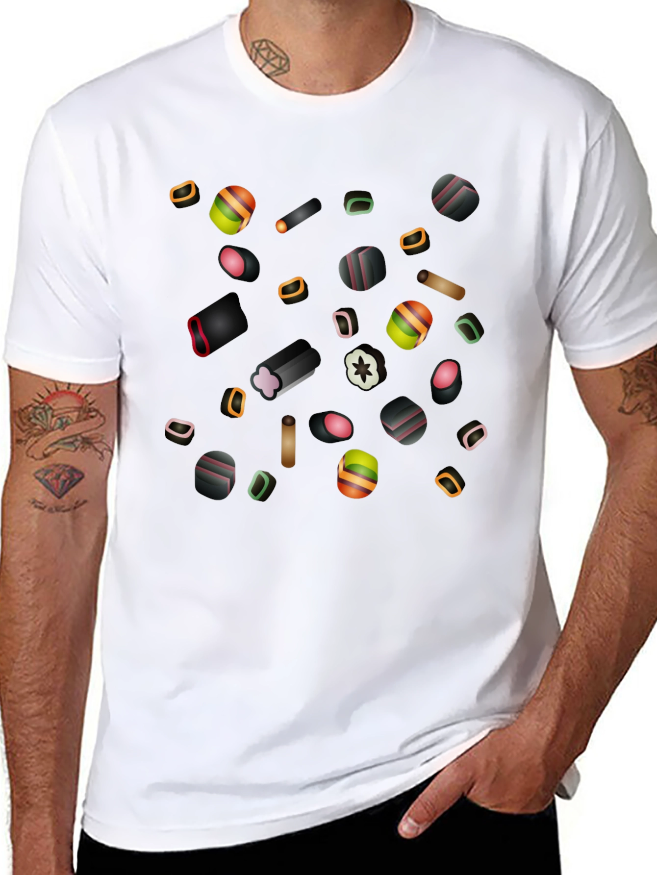 Liquorice Candy Print Black T-Shirt
