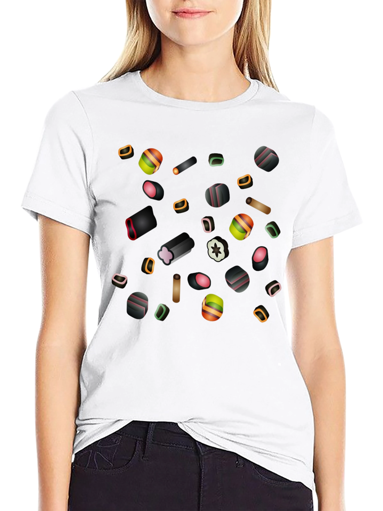 Liquorice Candy Print Black T-Shirt