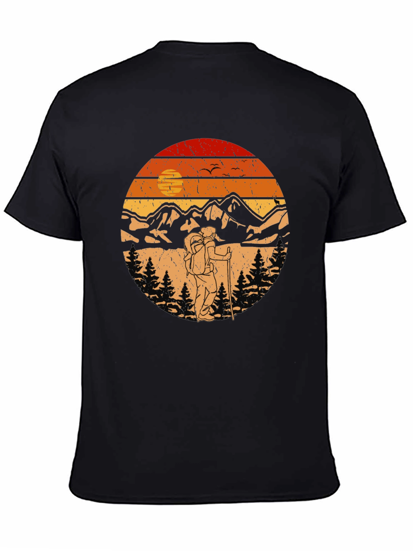 Hiking Adventure T-Shirt - Mountain Sunset Graphic Tee
