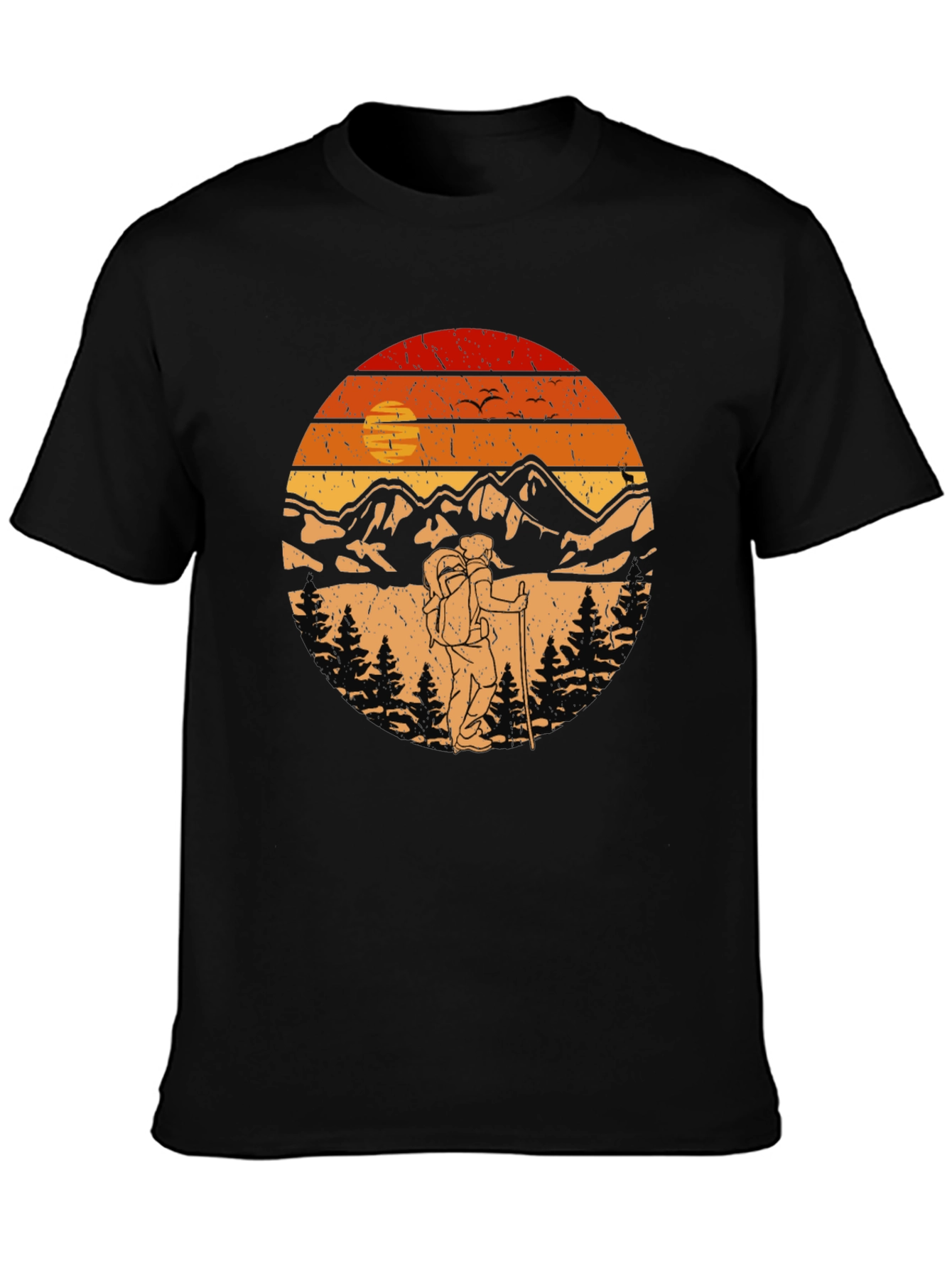 Hiking Adventure T-Shirt - Mountain Sunset Graphic Tee