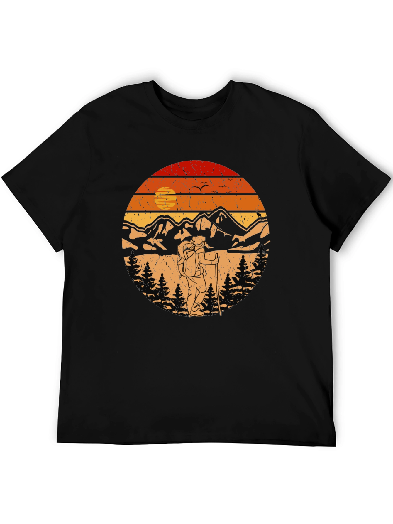 Hiking Adventure T-Shirt - Mountain Sunset Graphic Tee