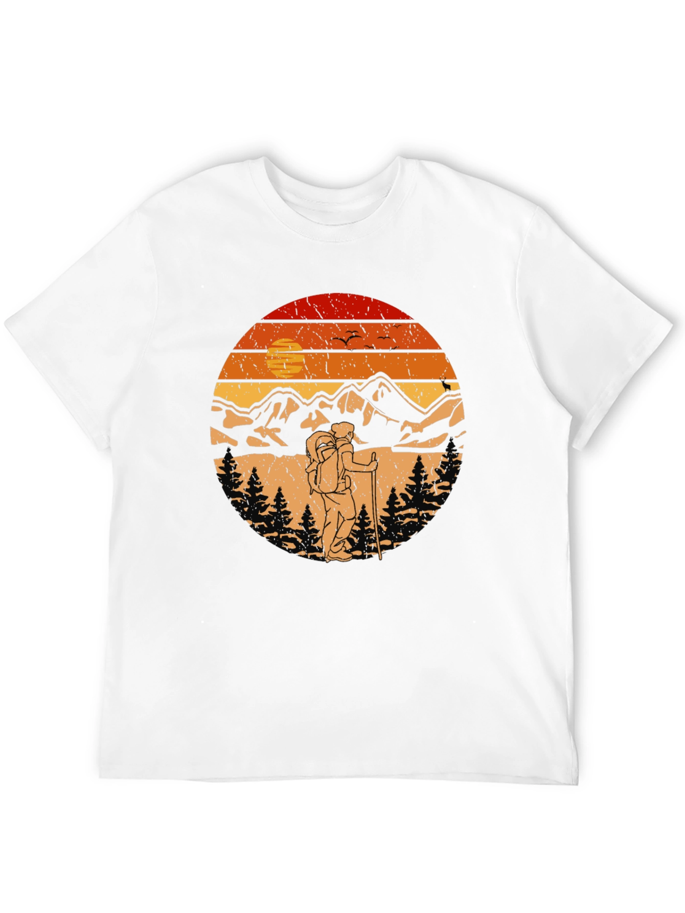 Hiking Adventure T-Shirt - Mountain Sunset Graphic Tee