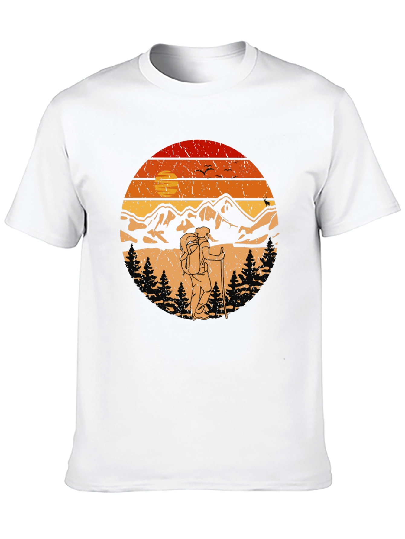 Hiking Adventure T-Shirt - Mountain Sunset Graphic Tee