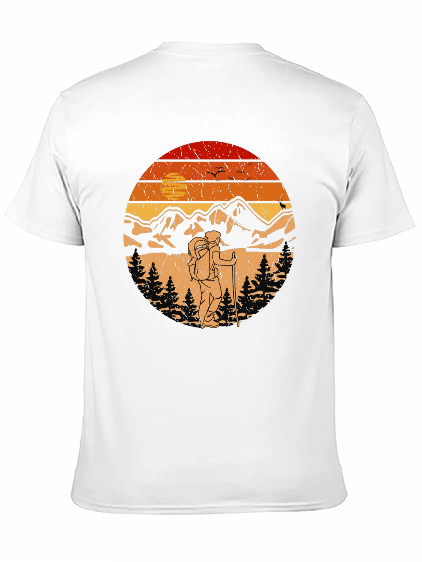 Hiking Adventure T-Shirt - Mountain Sunset Graphic Tee