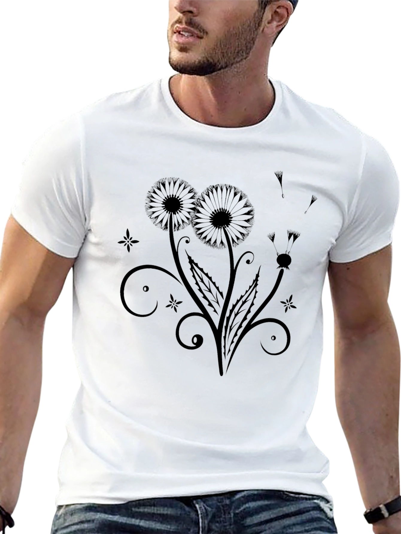 Black Floral Graphic Tee - Stylish Comfort