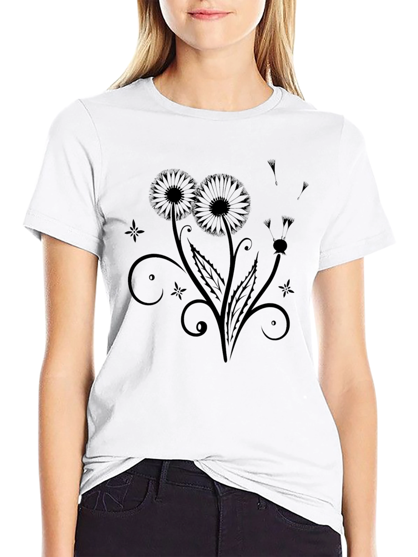 Black Floral Graphic Tee - Stylish Comfort