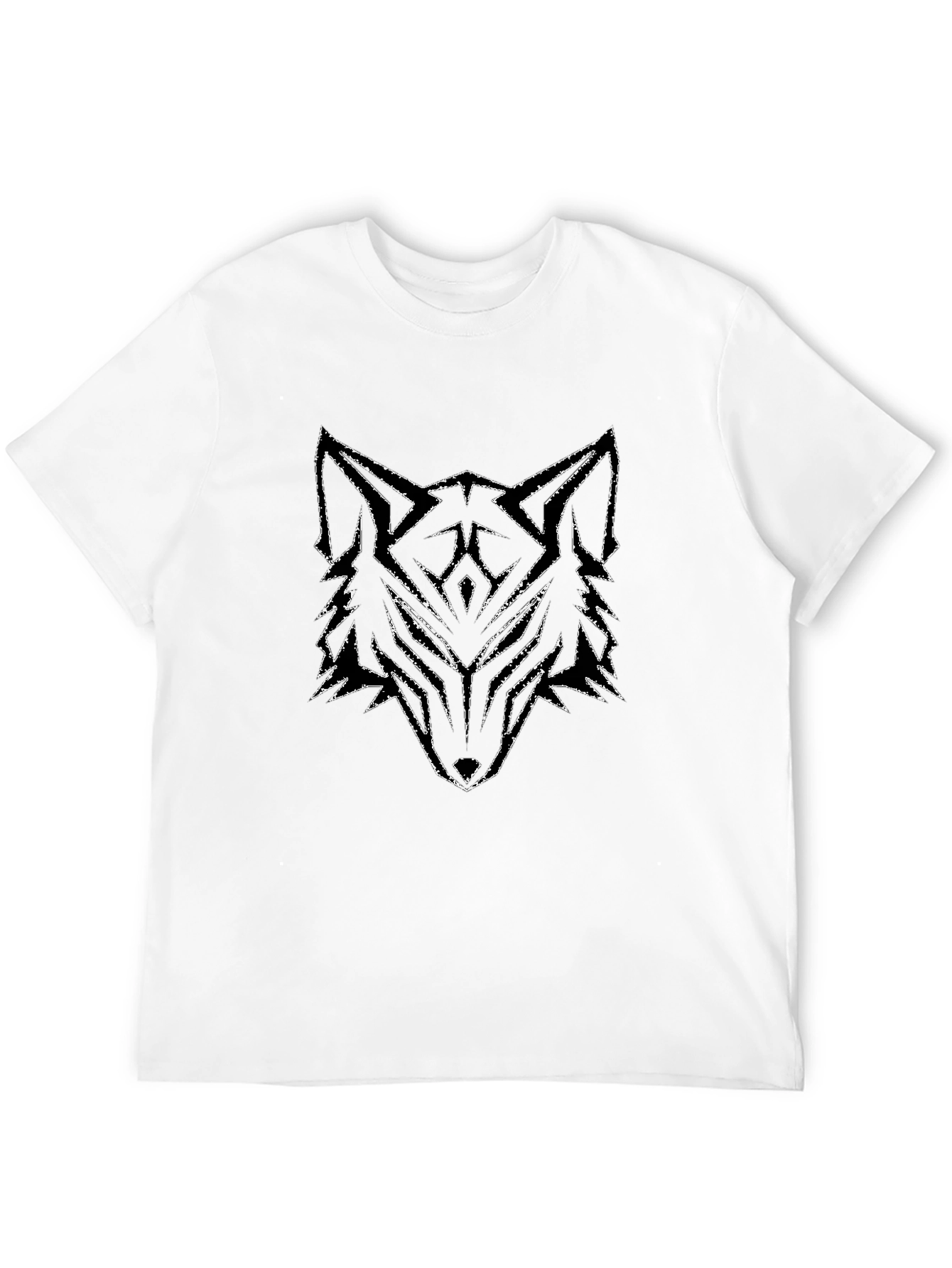Geometric Wolf Graphic Tee - Black T-Shirt