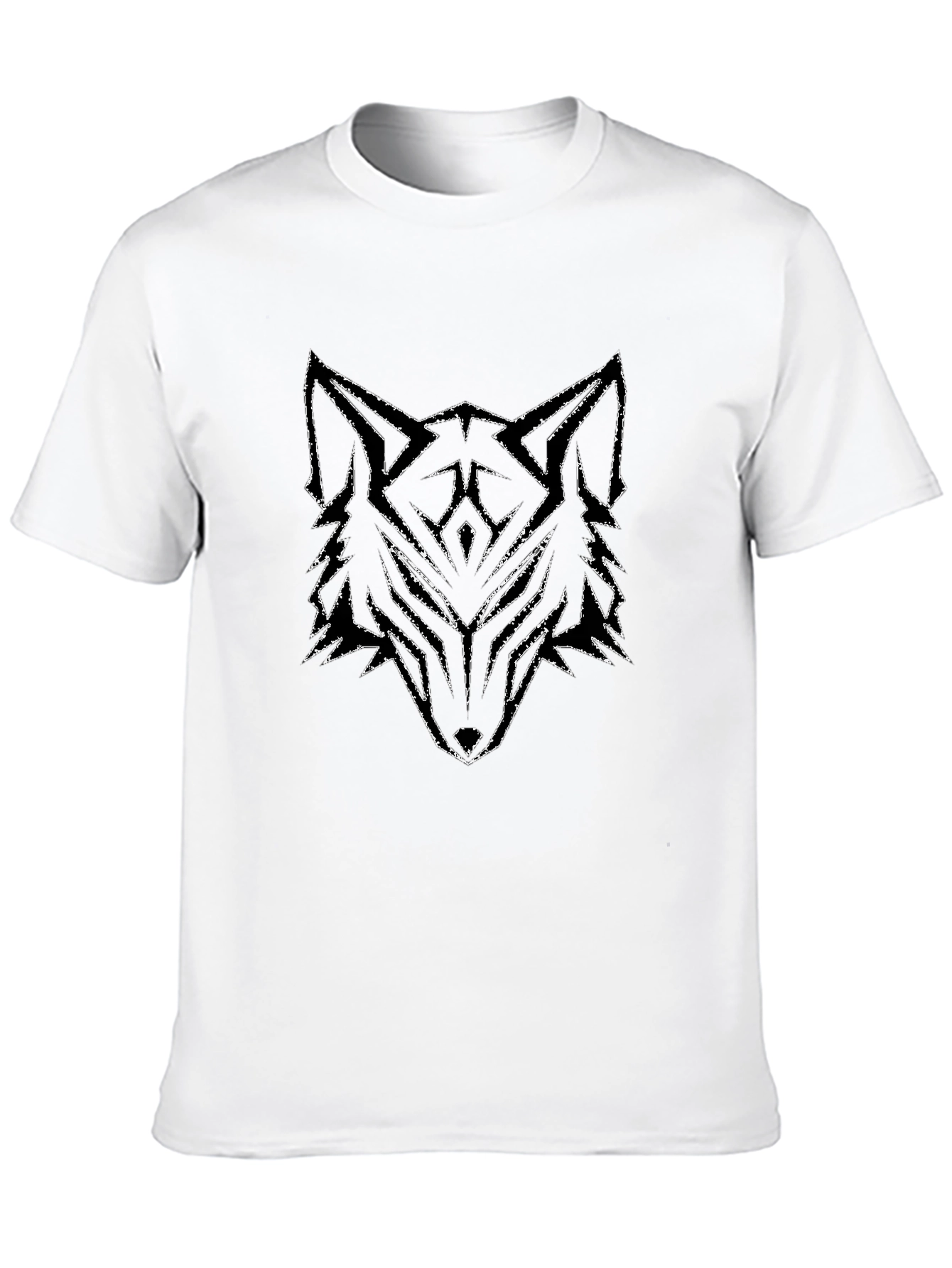 Geometric Wolf Graphic Tee - Black T-Shirt