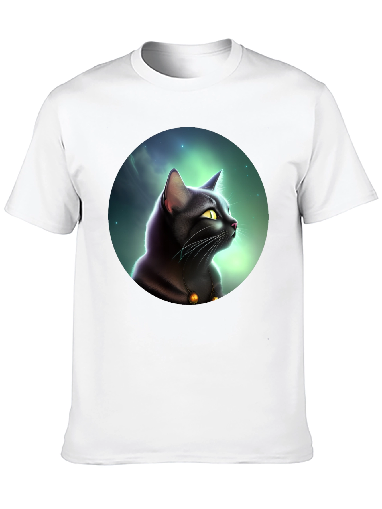 Mystic Cat Graphic Tee - Black Cotton Comfort