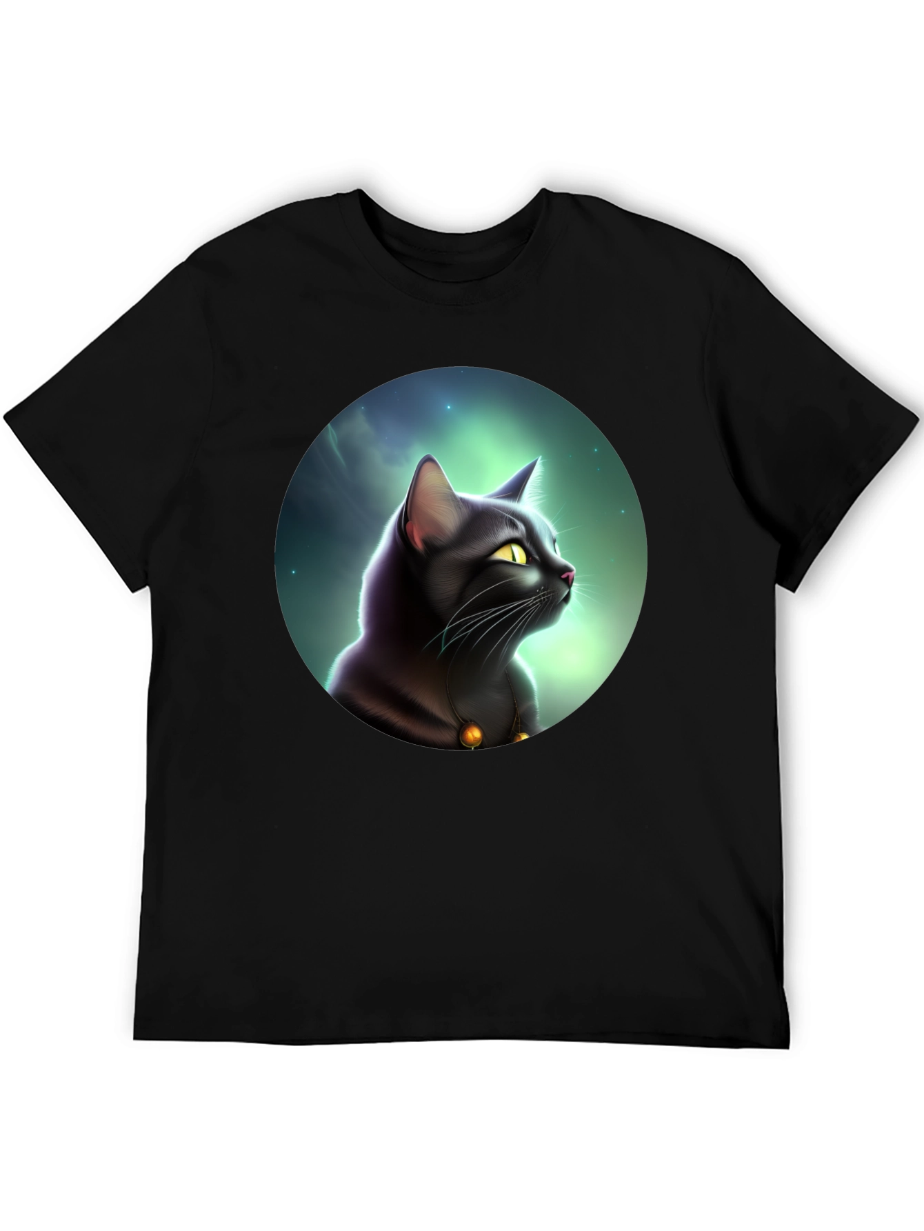 Mystic Cat Graphic Tee - Black Cotton Comfort