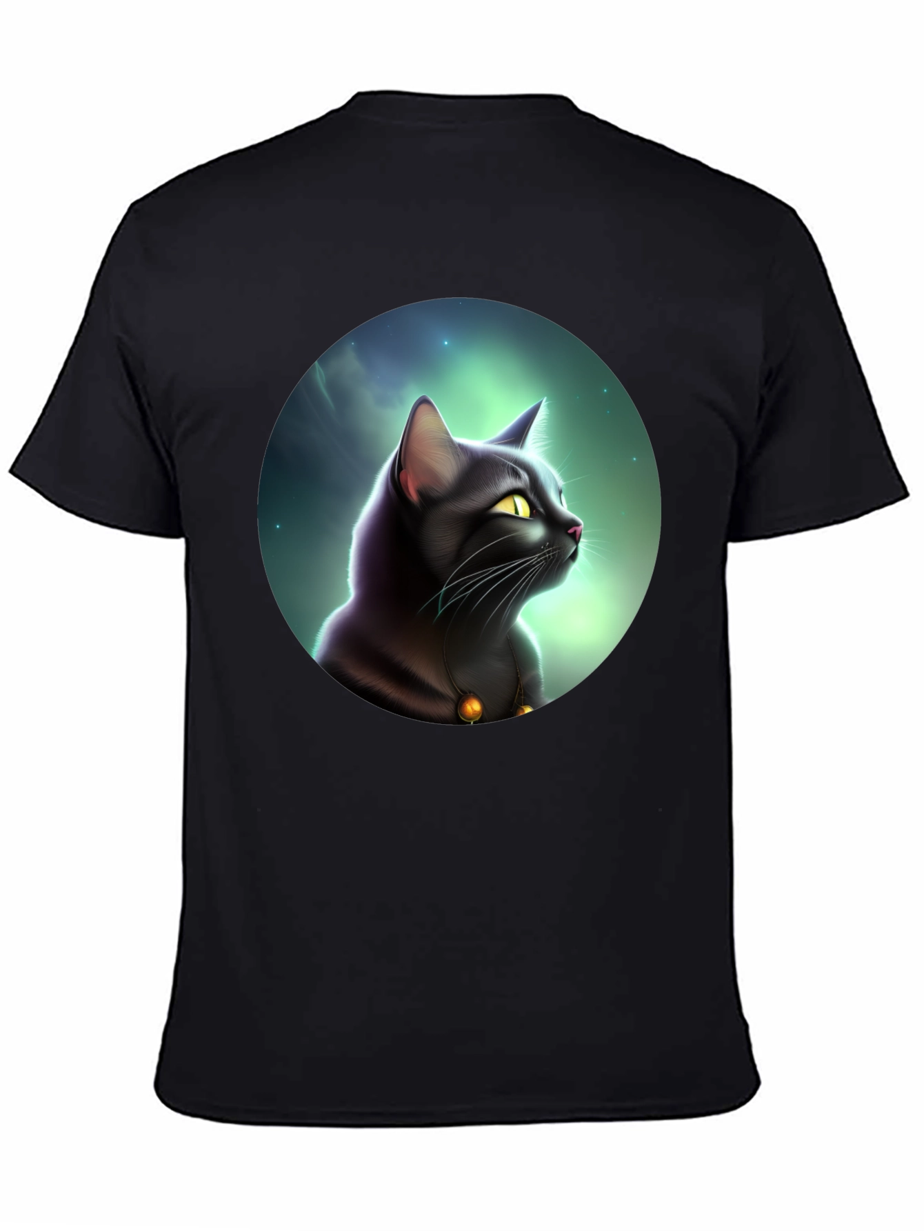 Mystic Cat Graphic Tee - Black Cotton Comfort