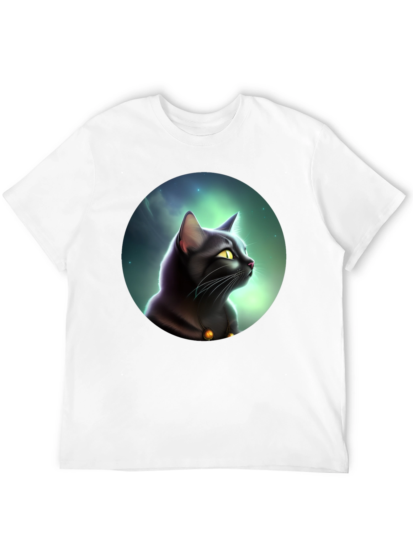 Mystic Cat Graphic Tee - Black Cotton Comfort