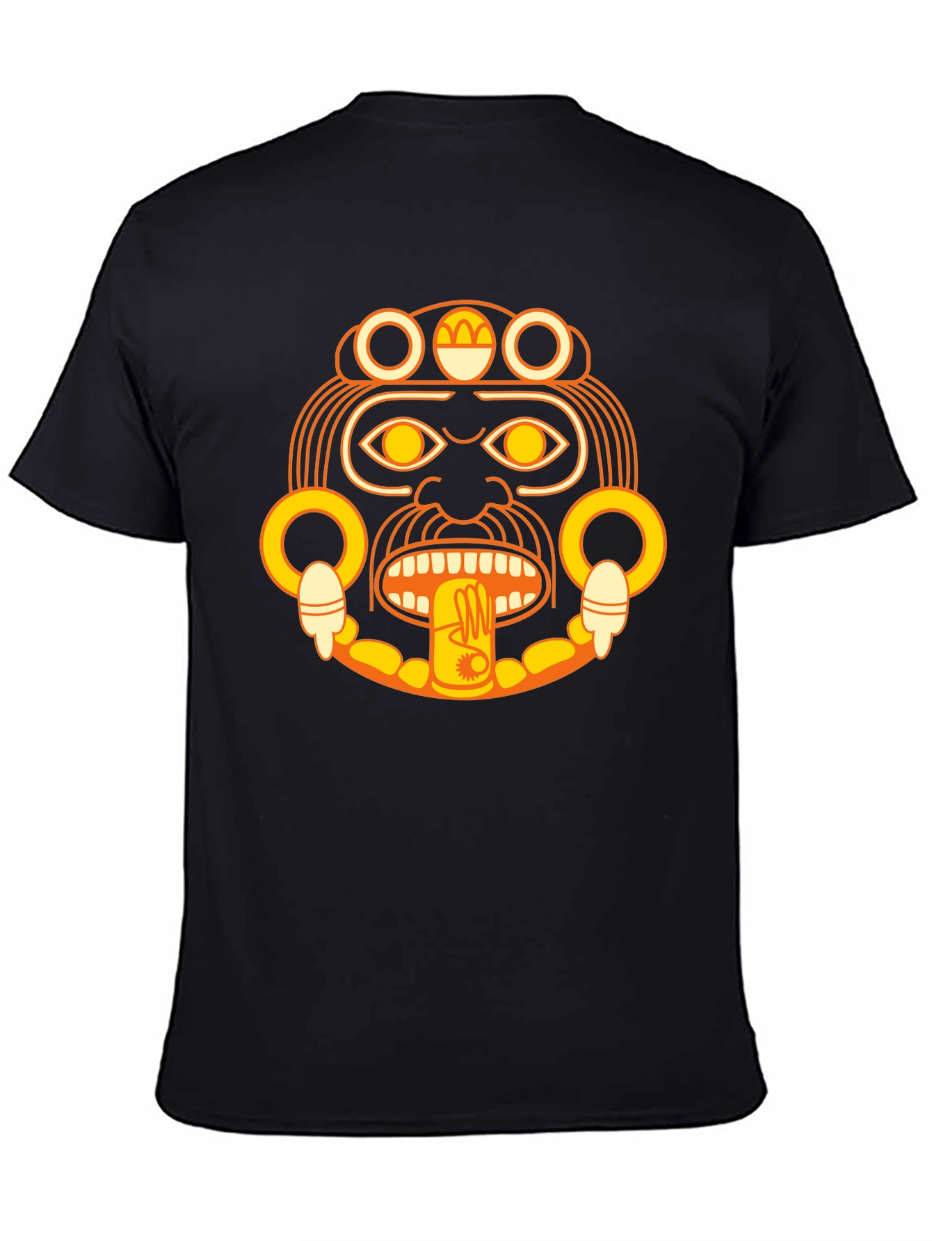 Aztec Sun God Graphic Black T-Shirt