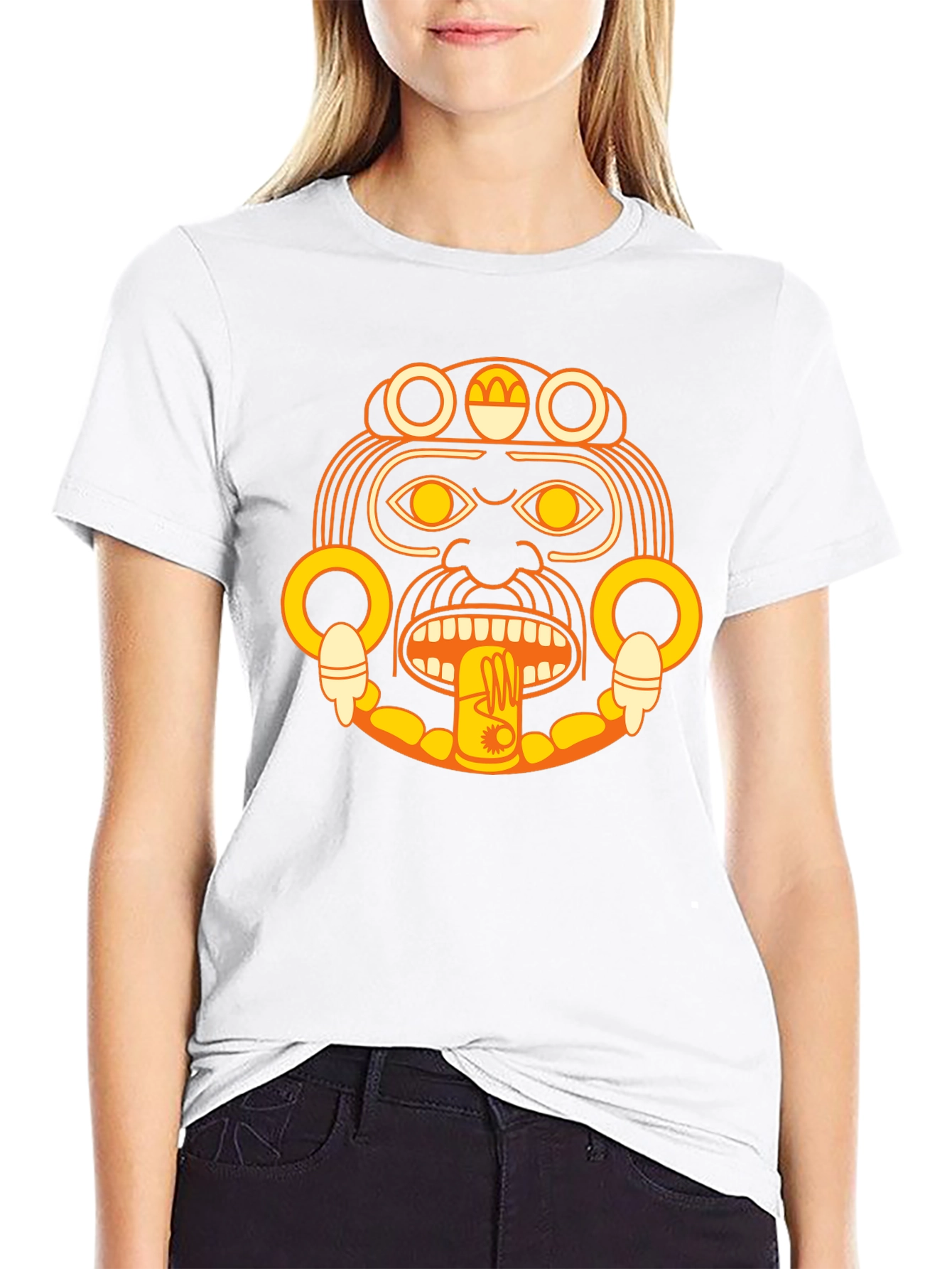 Aztec Sun God Graphic Black T-Shirt