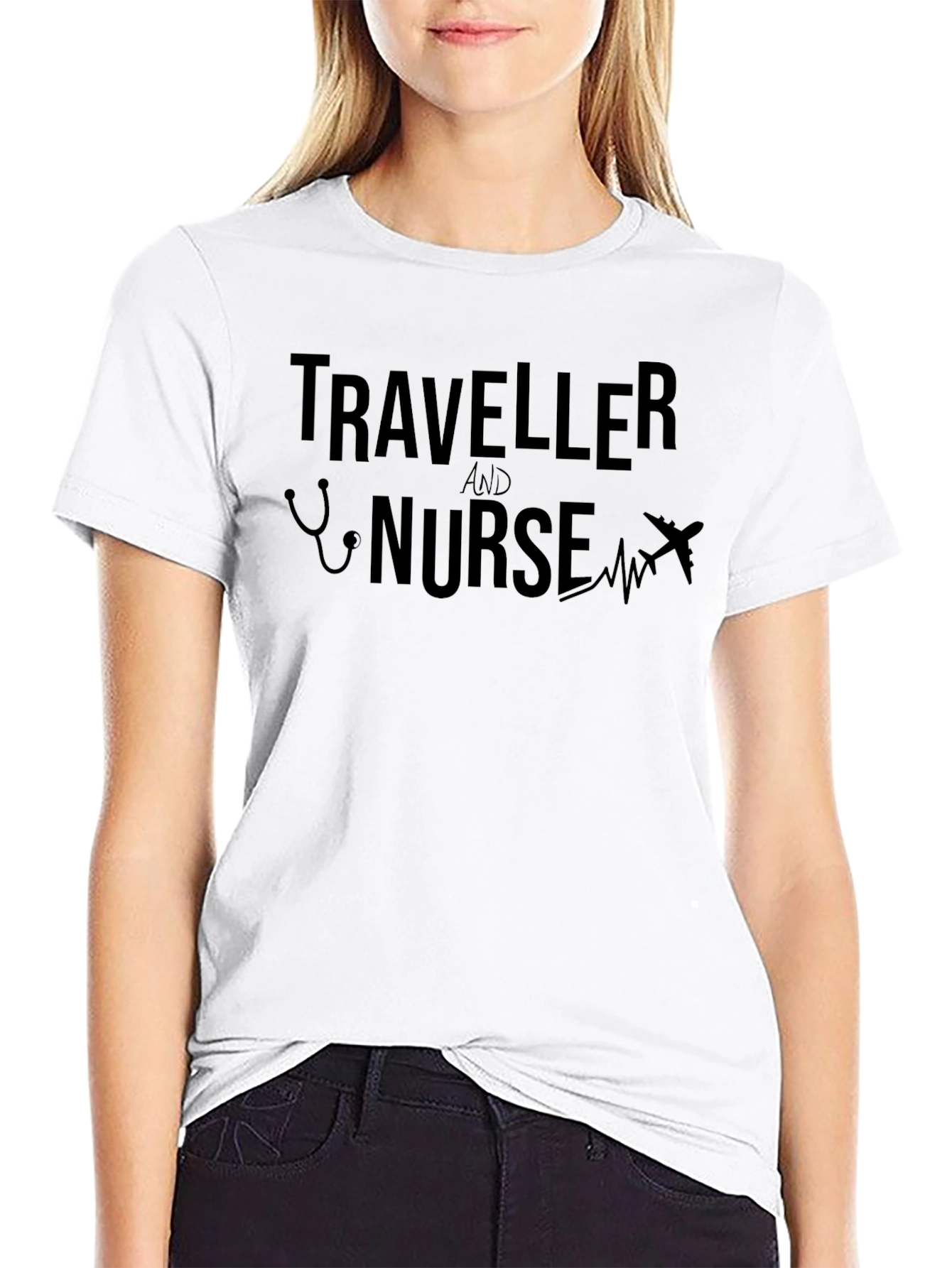 Traveller and Nurse Graphic Tee - Black Cotton T-Shirt