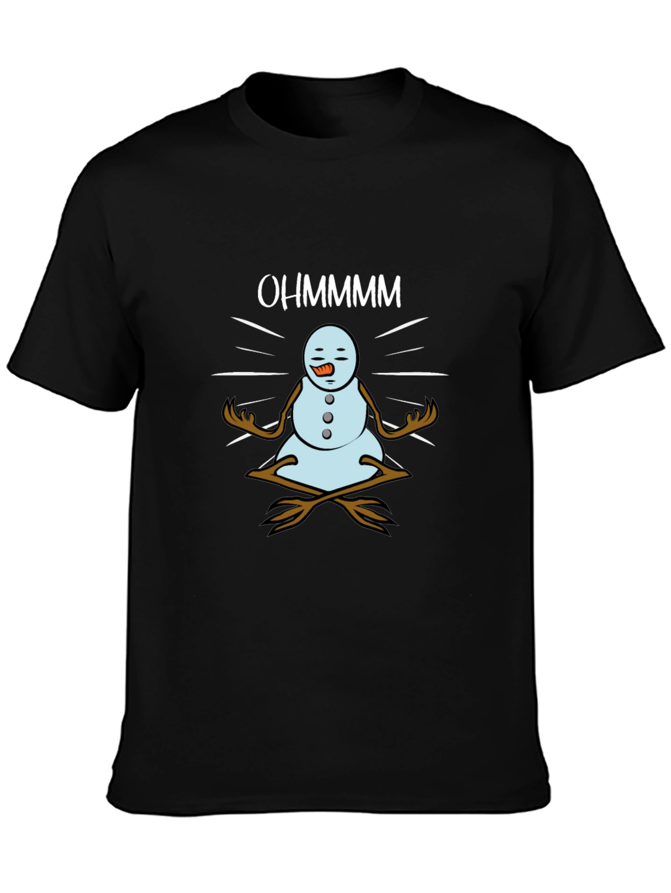OHMMMMM Snowman Meditation Black T-Shirt
