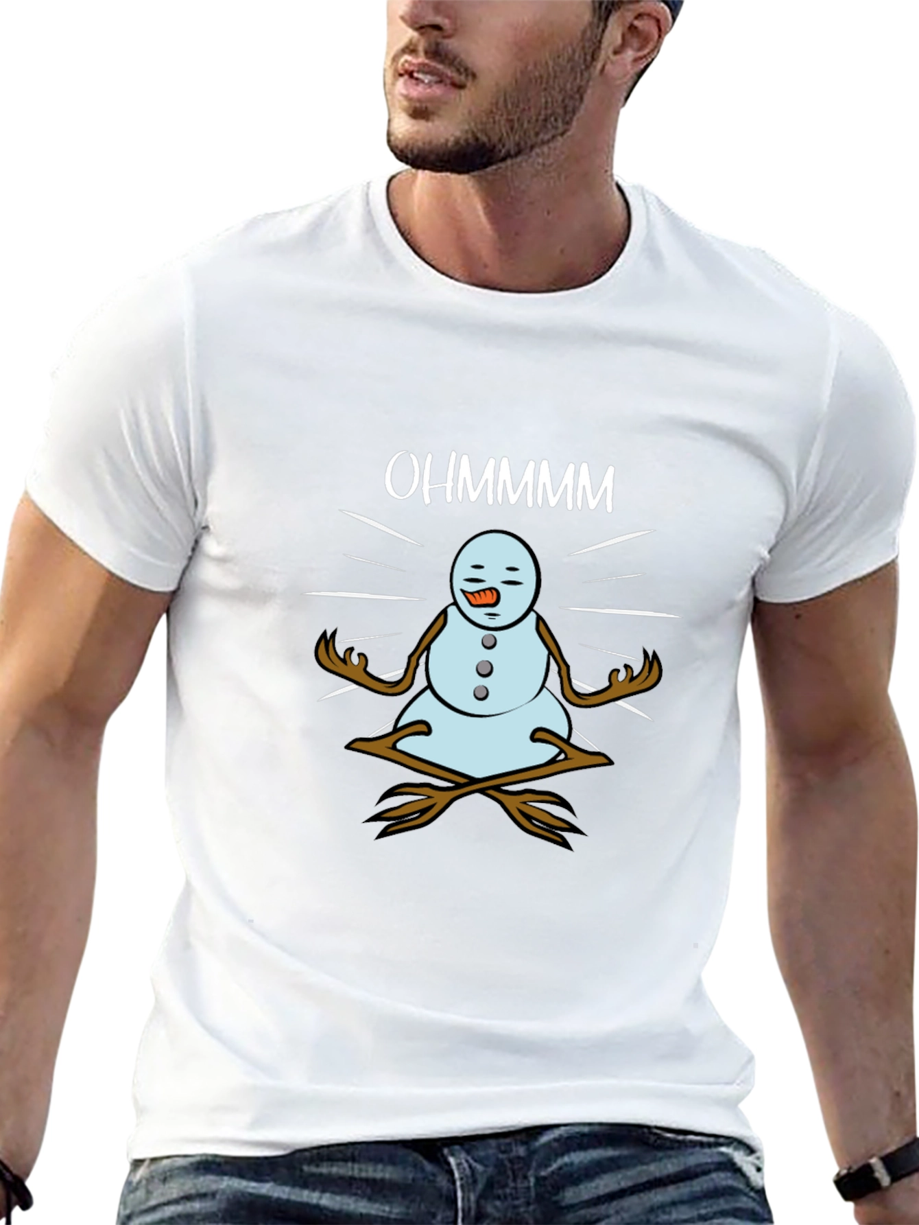 OHMMMMM Snowman Meditation Black T-Shirt