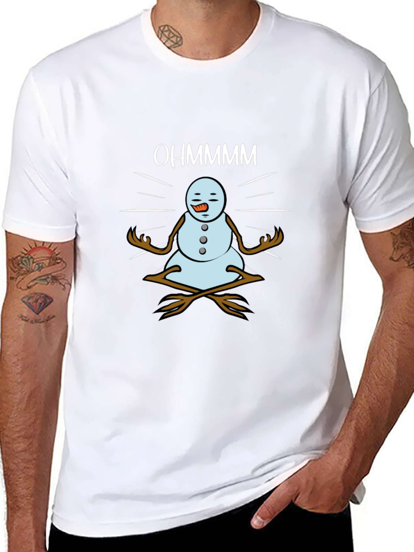 OHMMMMM Snowman Meditation Black T-Shirt