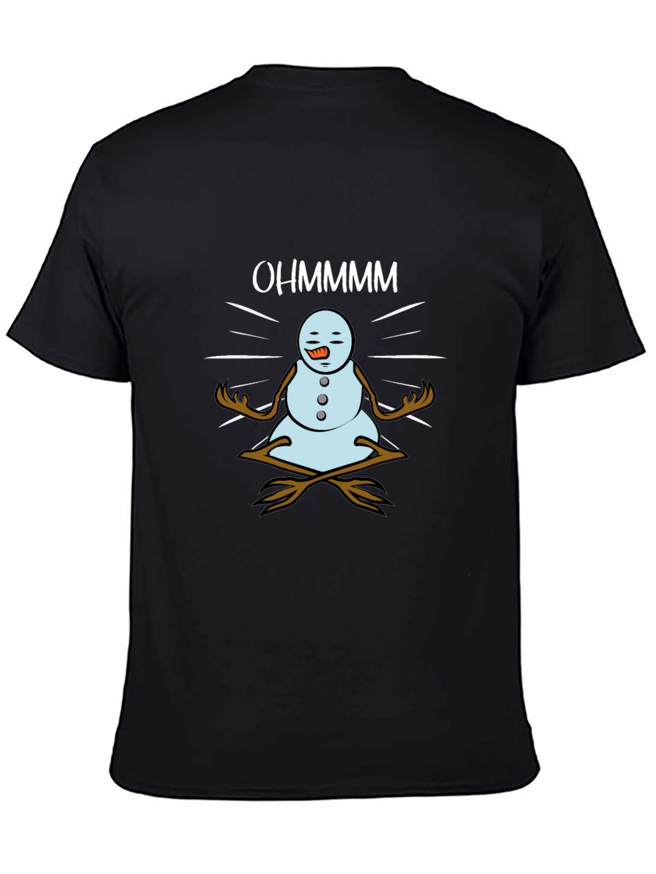 OHMMMMM Snowman Meditation Black T-Shirt