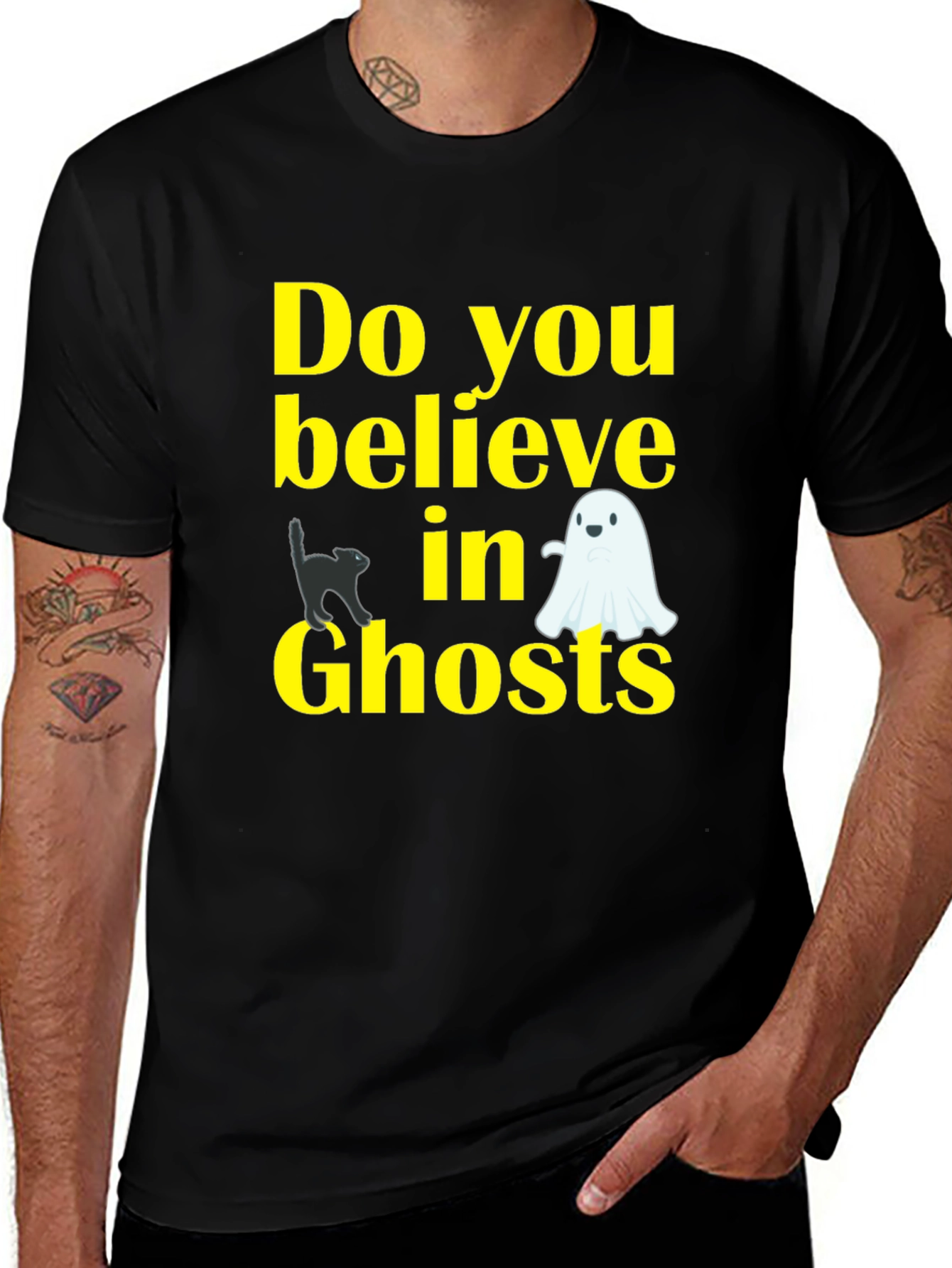 Halloween Ghost Cat Graphic Tee