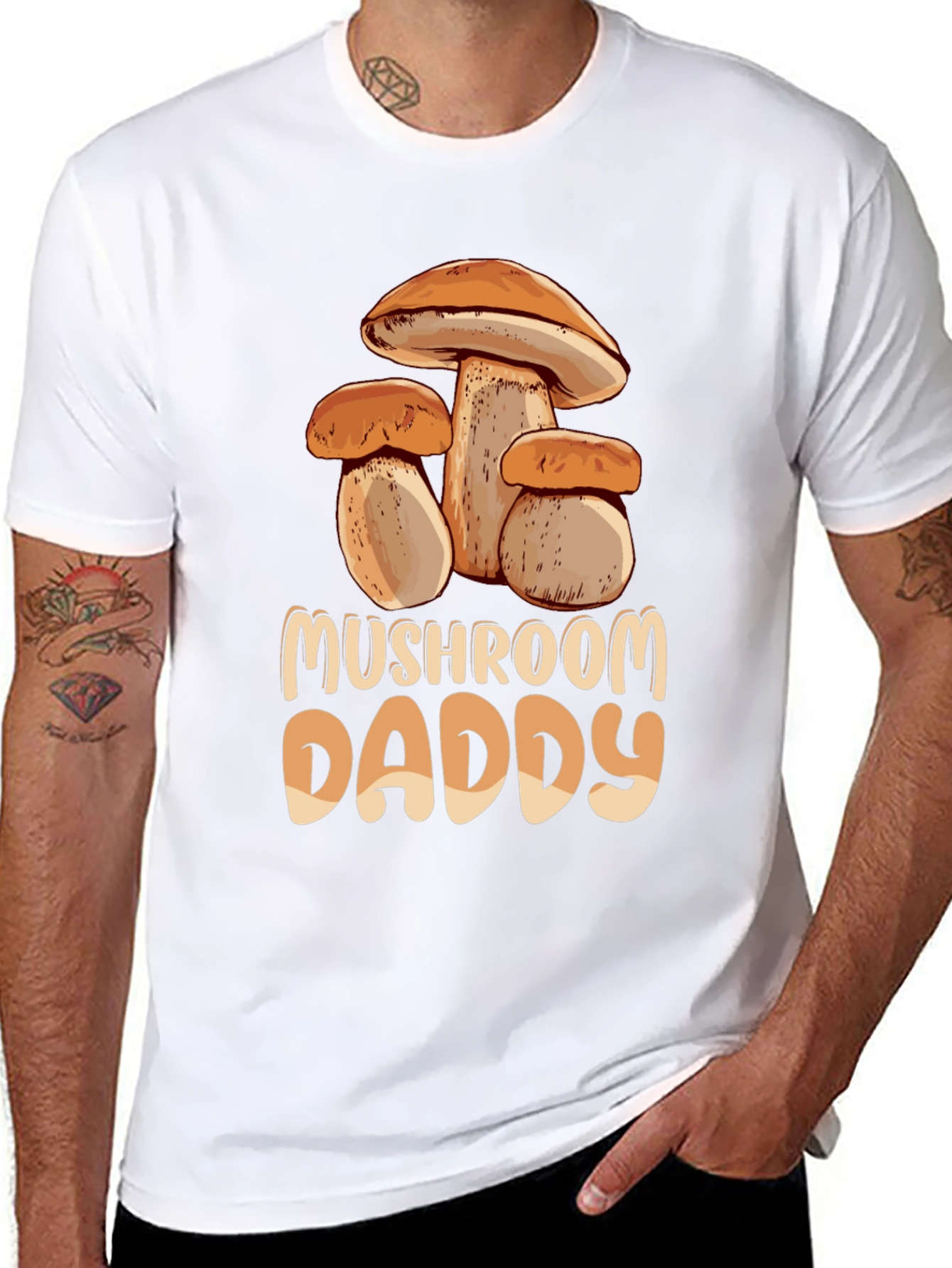 Mushroom Daddy Graphic Tee - Black Cotton T-Shirt