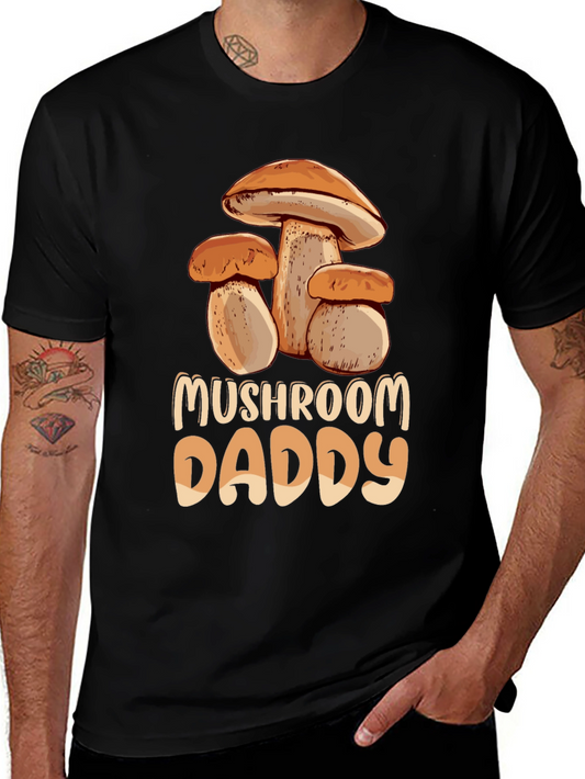 Mushroom Daddy Graphic Tee - Black Cotton T-Shirt
