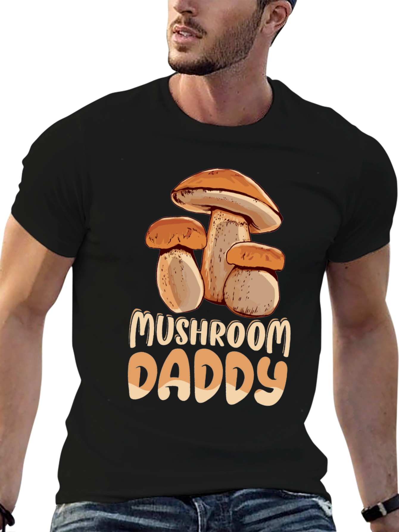 Mushroom Daddy Graphic Tee - Black Cotton T-Shirt