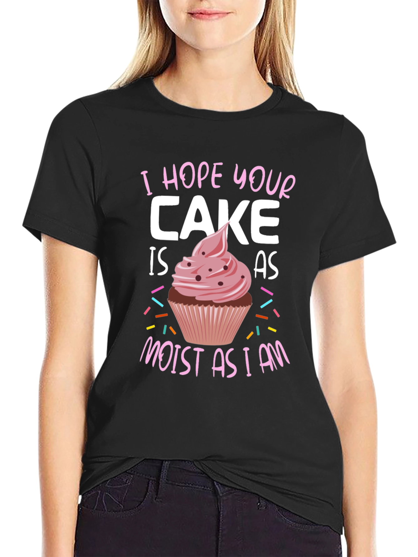 Humorous Moist Cake Graphic Tee - Unisex