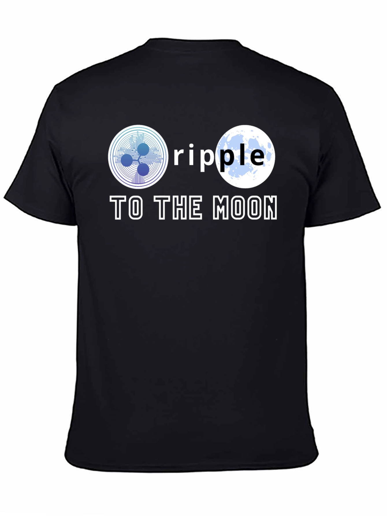 Ripple To The Moon Black T-Shirt Cryptocurrency HODL