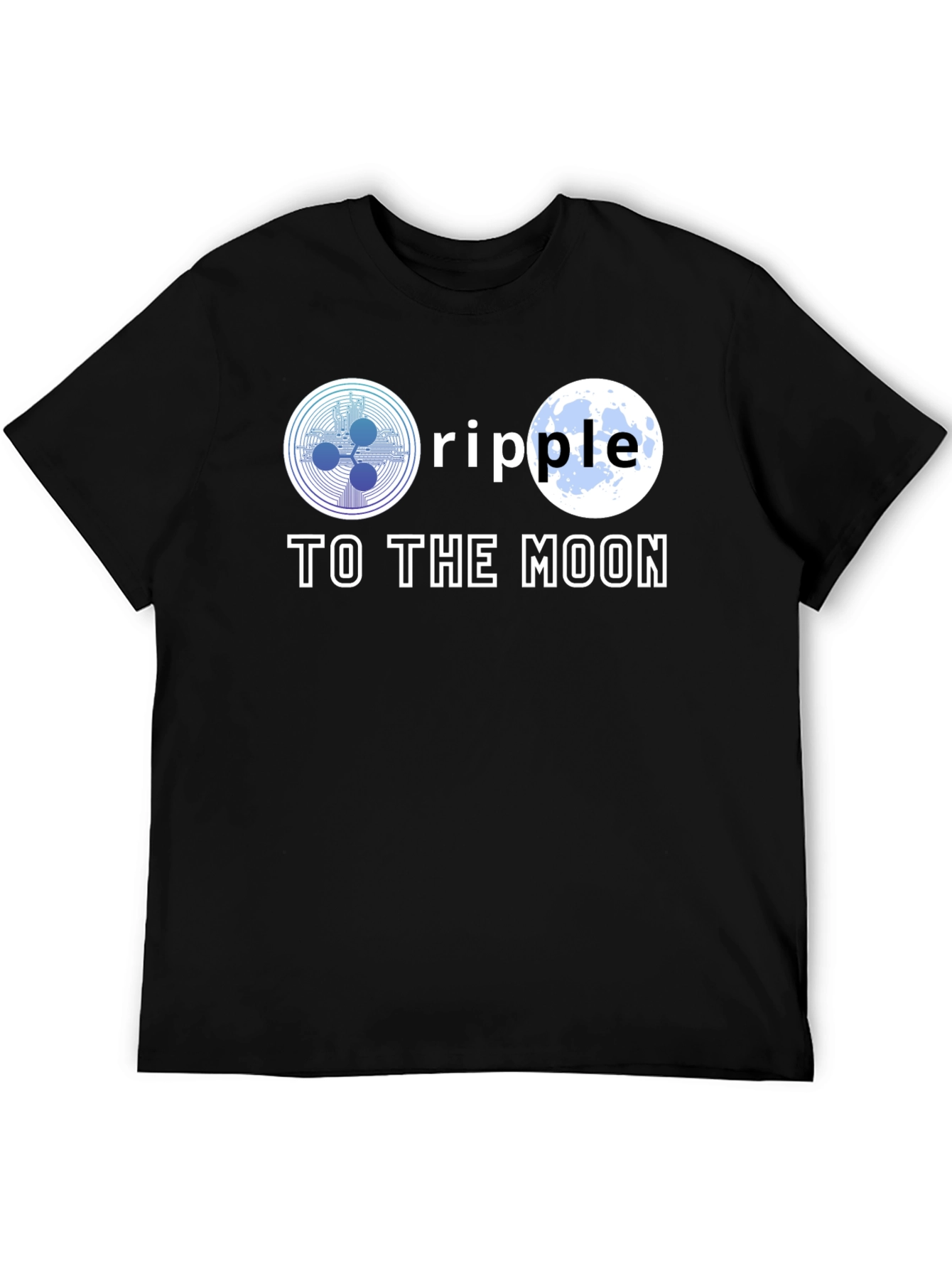 Ripple To The Moon Black T-Shirt Cryptocurrency HODL