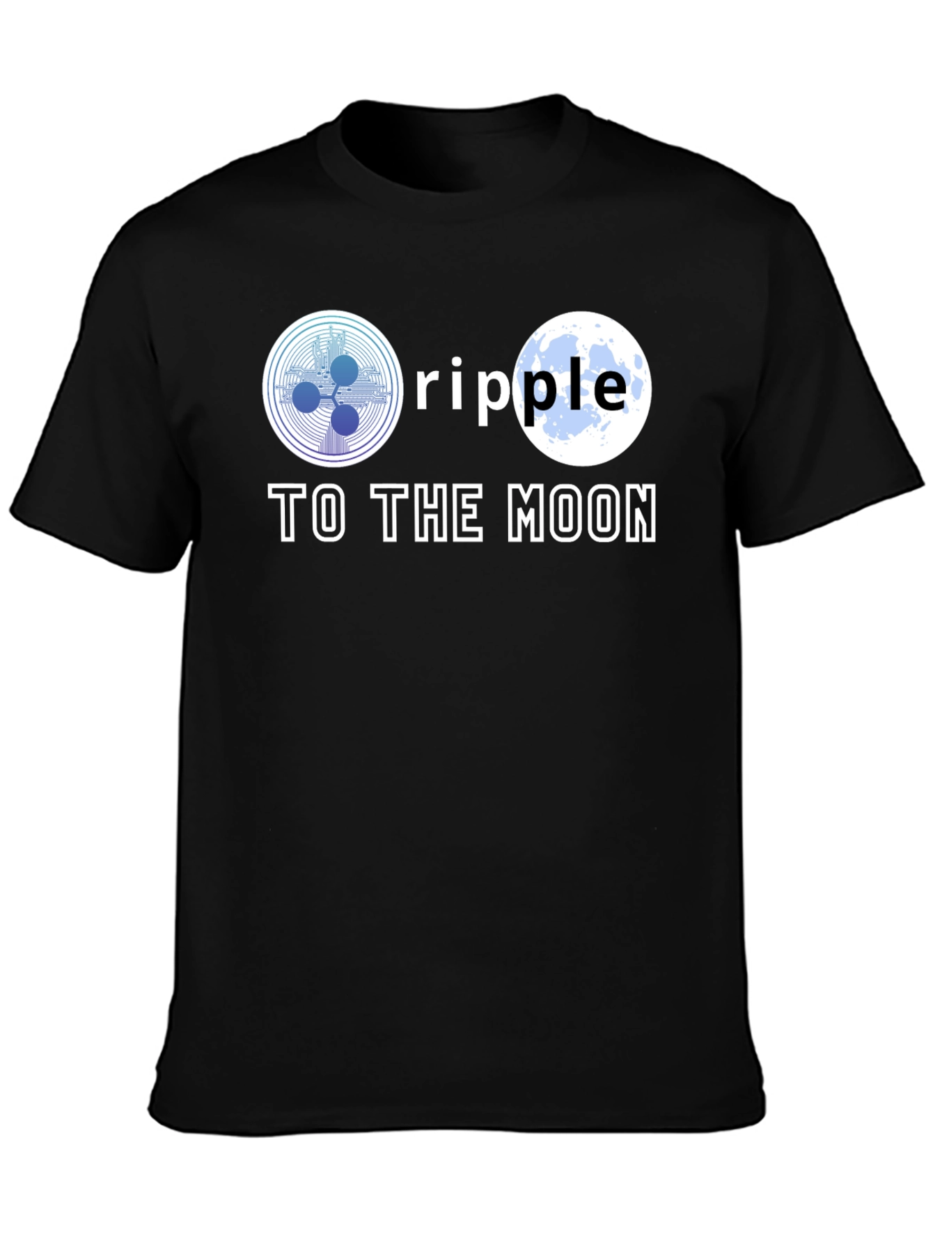 Ripple To The Moon Black T-Shirt Cryptocurrency HODL