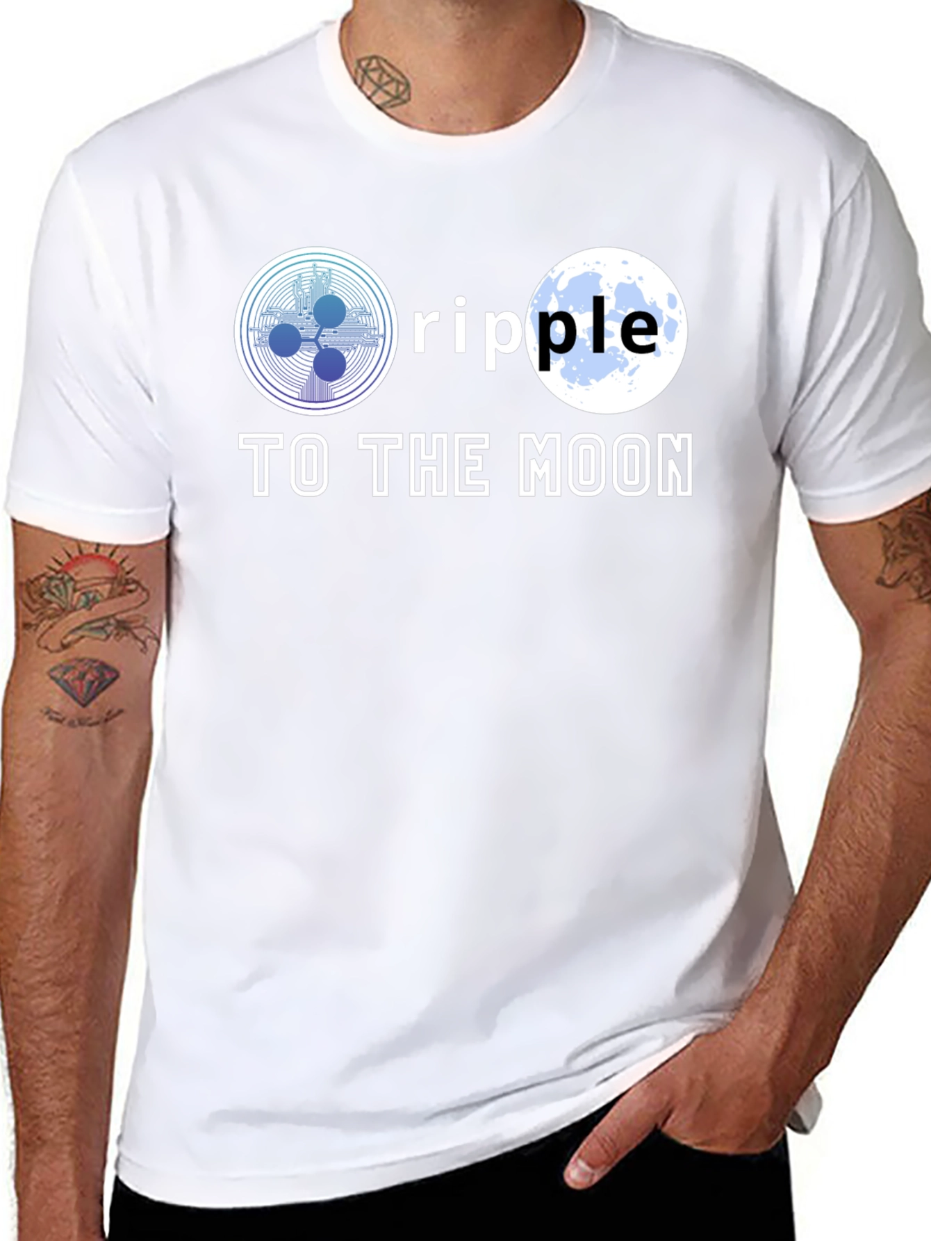 Ripple To The Moon Black T-Shirt Cryptocurrency HODL