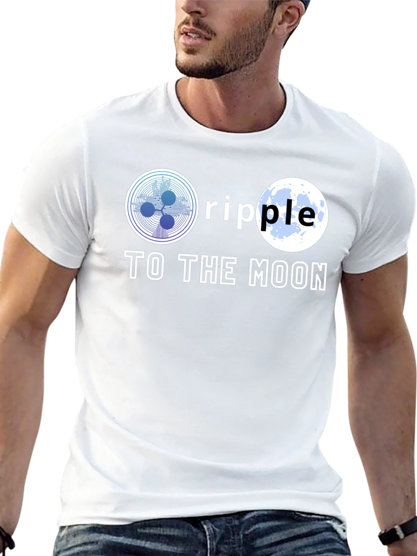 Ripple To The Moon Black T-Shirt Cryptocurrency HODL