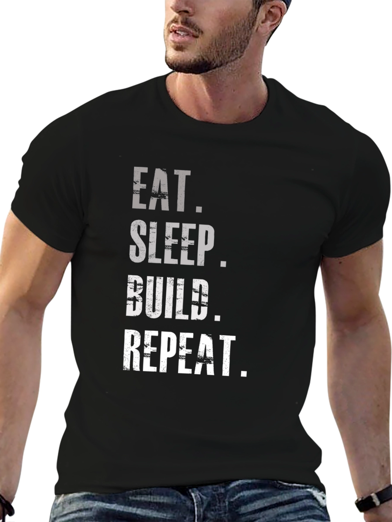 Eat Sleep Build Repeat T-Shirt - Black Graphic Tee