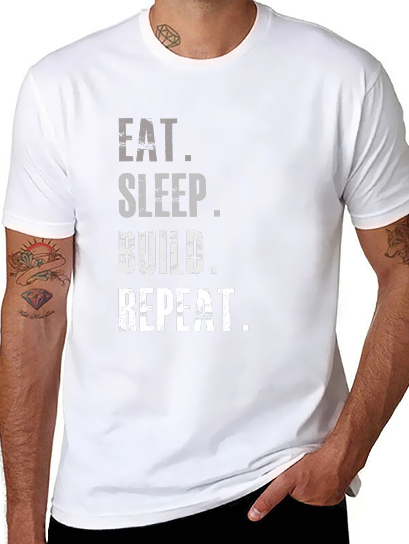 Eat Sleep Build Repeat T-Shirt - Black Graphic Tee