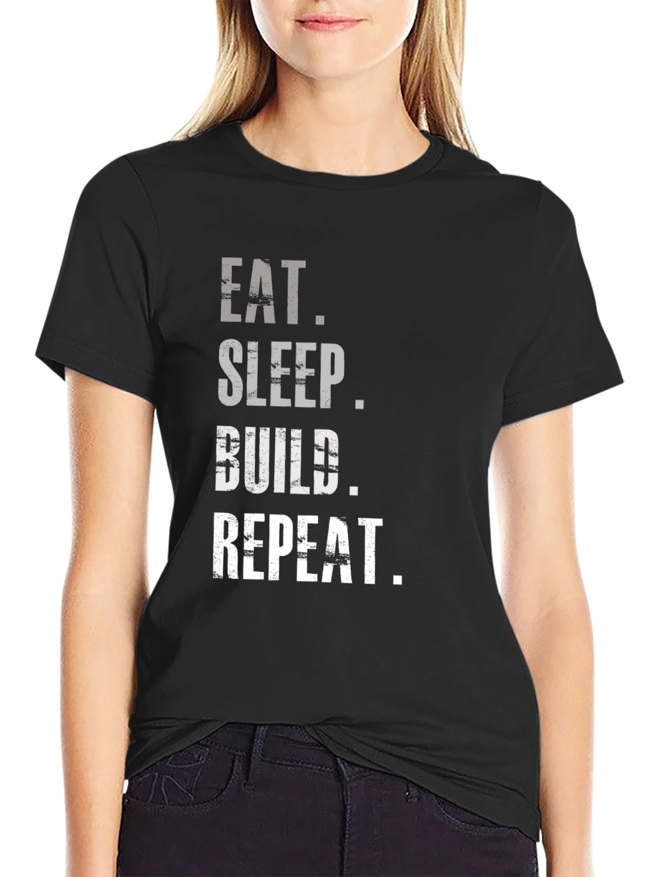 Eat Sleep Build Repeat T-Shirt - Black Graphic Tee