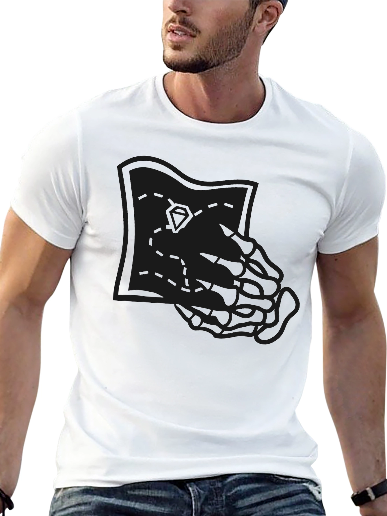 Black Graphic Tee: Praying Hands Design