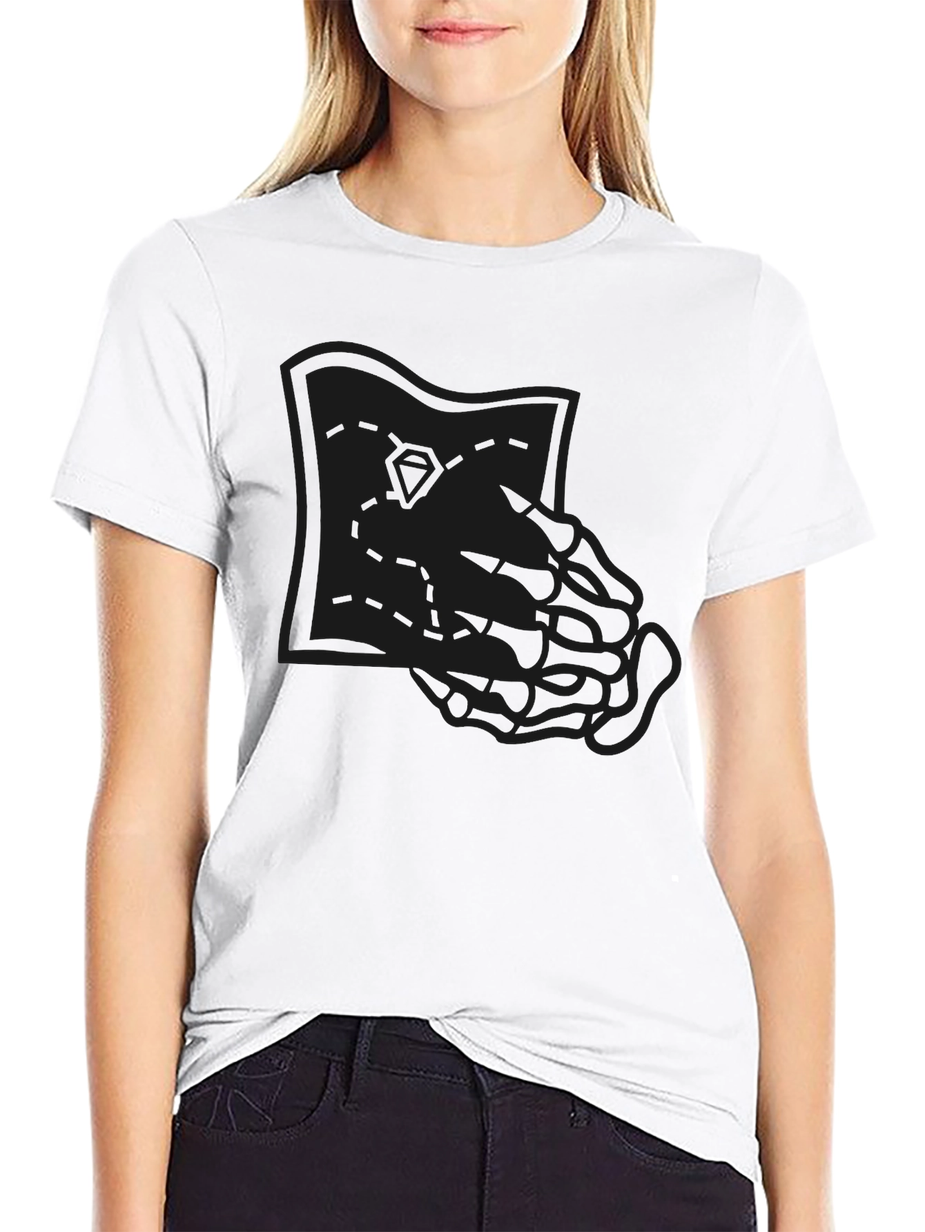 Black Graphic Tee: Praying Hands Design