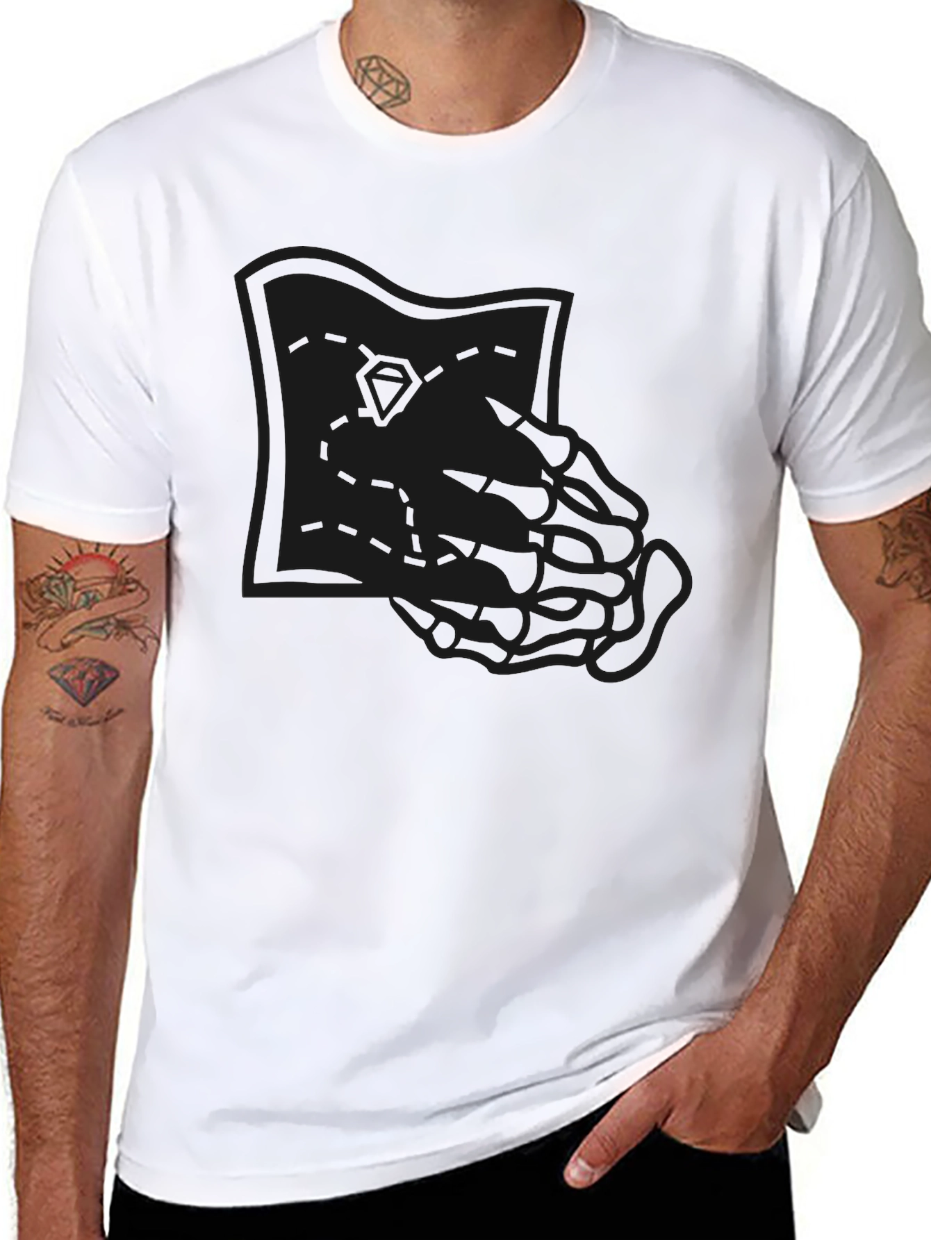 Black Graphic Tee: Praying Hands Design